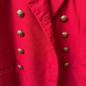 Vintage Red Ralph Lauren Blazer with Gold Detailing
